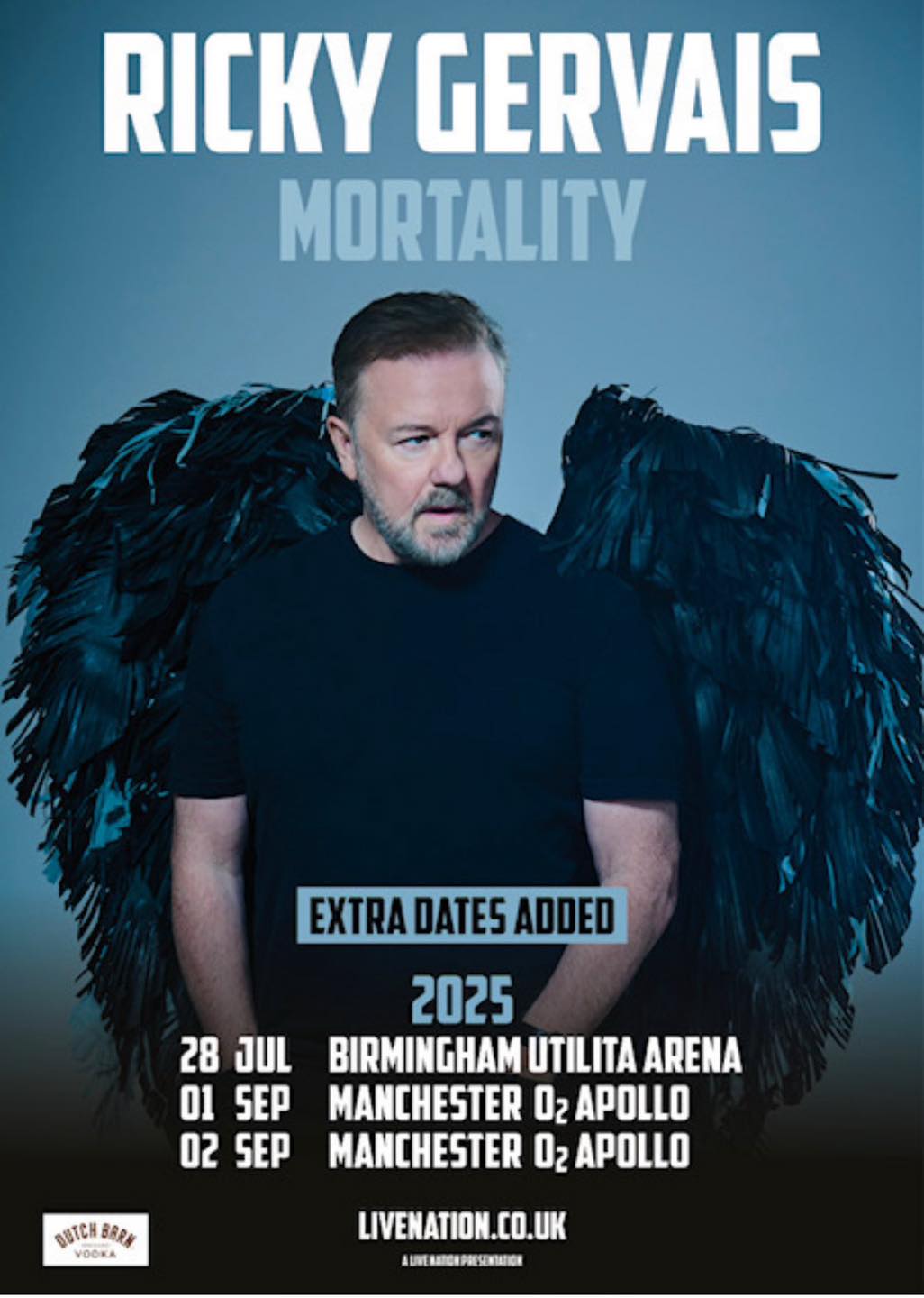 Ricky Gervais Mortality Tour Poster 2025