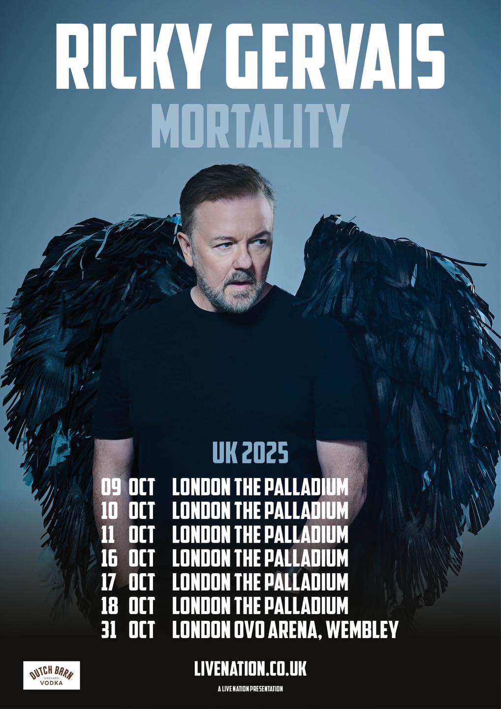Ricky Gervais Mortality Tour Poster 2025